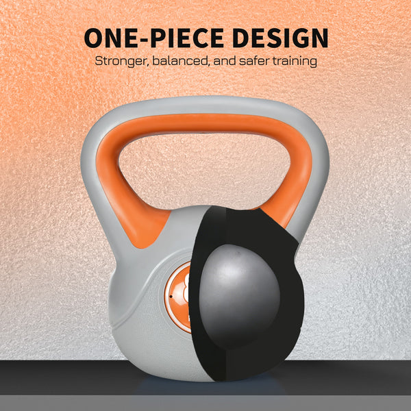 18 lb kettlebell with wide handle and stable base – Orange and gray