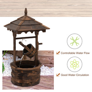 Outdoor cascading fountain with pump, made of natural wood