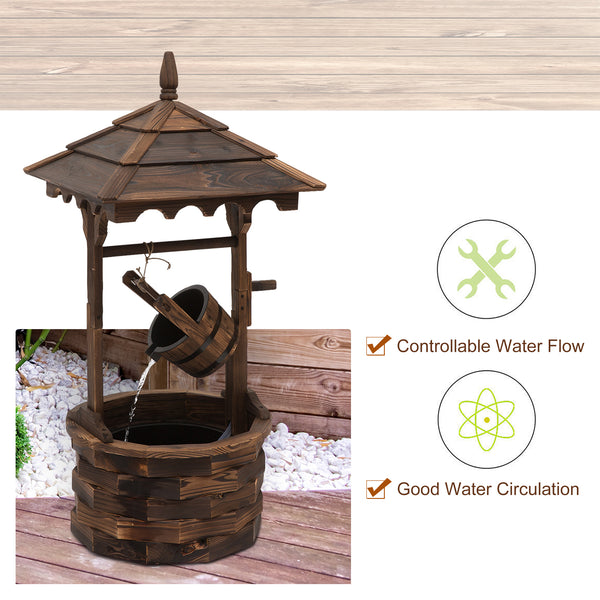Outdoor cascading fountain with pump, made of natural wood