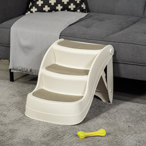 Portable folding stairs for small dogs and cats, cream color