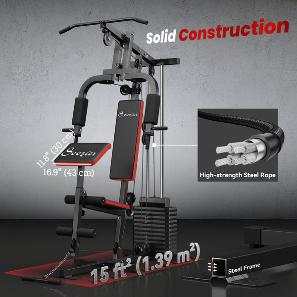 Multi-gym with a 65 kg weight stack