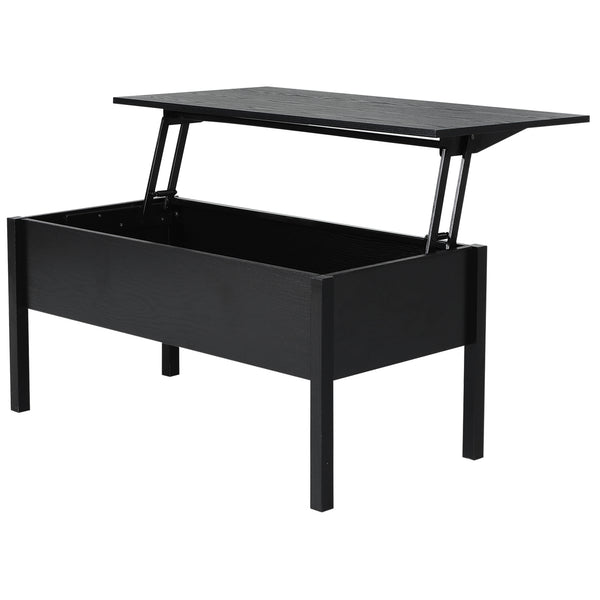 Modern coffee table with lift-top and hidden storage compartment, black