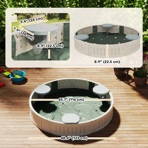 Sandbox with waterproof cover and fabric lining