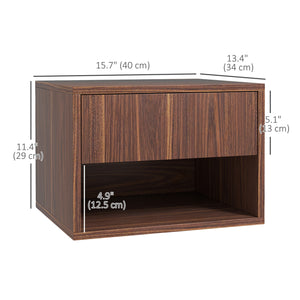 Set of 2 floating bedside tables with drawer, brown