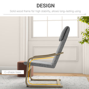 Upholstered accent chair with armrests and wooden frame – Dark gray