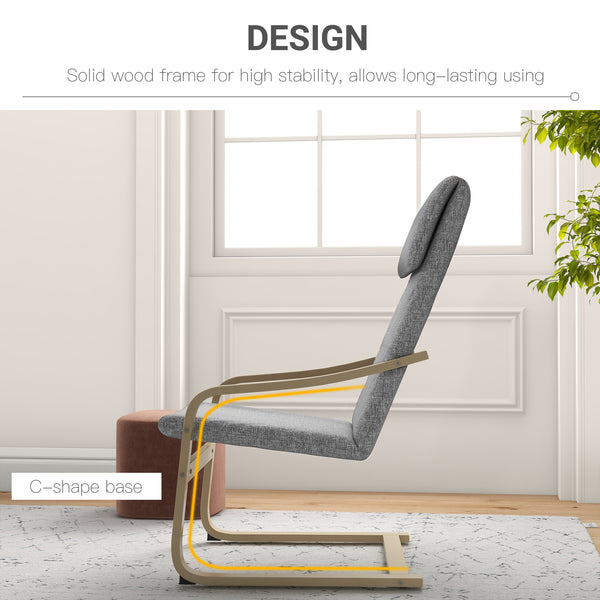 Upholstered accent chair with armrests and wooden frame – Dark gray