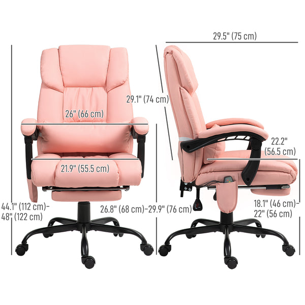 6-point vibrating massage chair with retractable footrest, pink