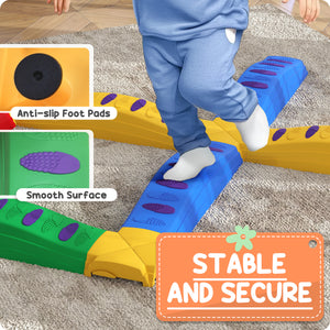 12-piece balance beam with non-slip pads