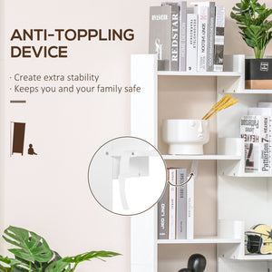 Modern 6-tier tall bookcase, white