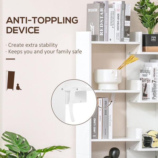 Modern 6-tier tall bookcase, white