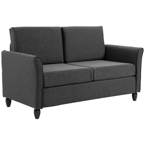 2-seater sofa with armrests and wooden legs, dark grey