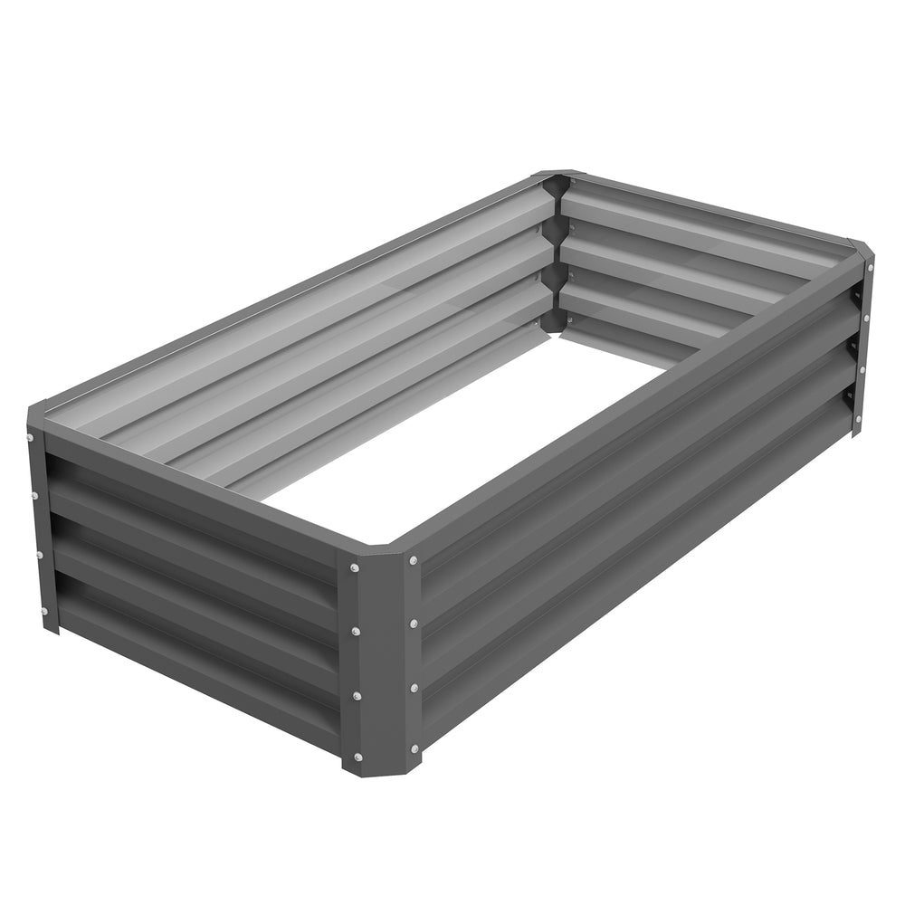 Galvanized raised planter, light grey