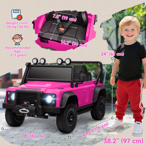 Licensed Land Rover 12V with remote control, pink