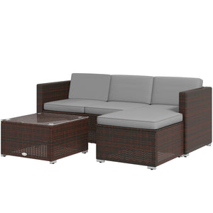 Garden furniture set with soft cushions, corner sofas, gray