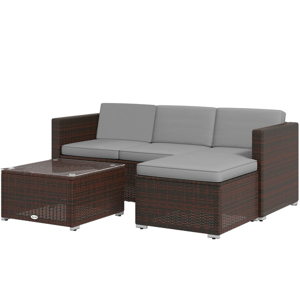Garden furniture set with soft cushions, corner sofas, gray