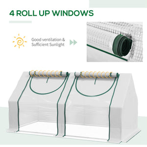 Portable mini greenhouse with 2 PE/plastic tarpaulins