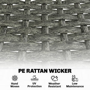3-Piece Woven Resin Garden Furniture Set with Steel Table, Grey
