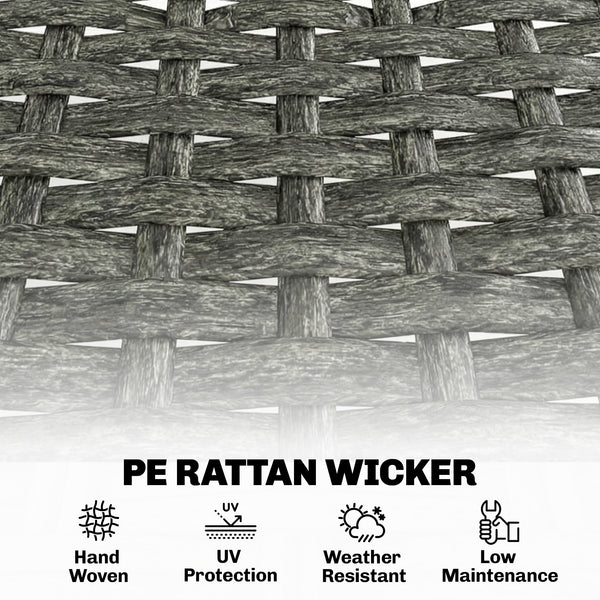 3-Piece Woven Resin Garden Furniture Set with Steel Table, Grey