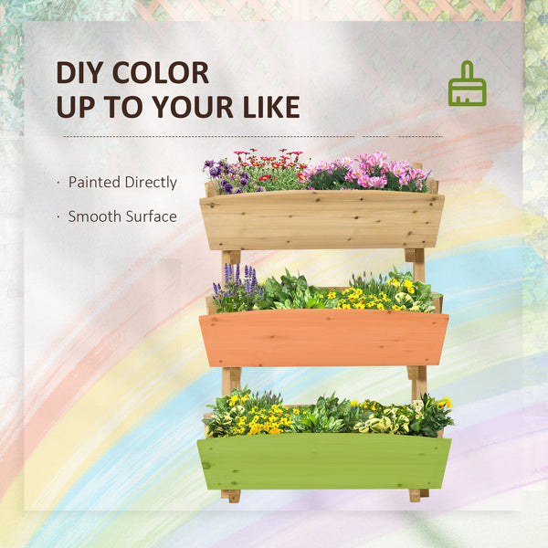 3-tier raised wooden planter