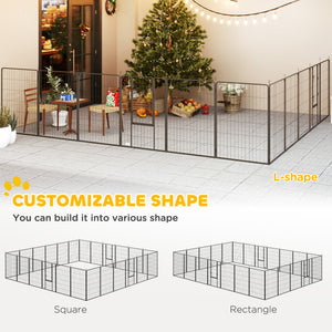 24 Panels 44.5" Height Heavy Duty Dog Playpen for Small Medium Large Dogs, Black