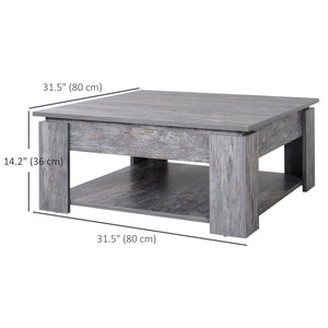 Modern coffee table with storage shelf, gray