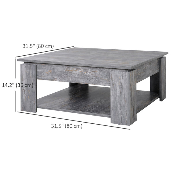 Modern coffee table with storage shelf, gray