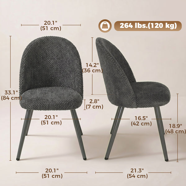 Dark grey velvet dining chairs – Set of 2
