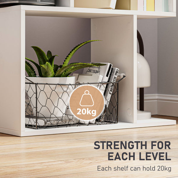 5-Tier S-Shaped Geometric Bookcase, White