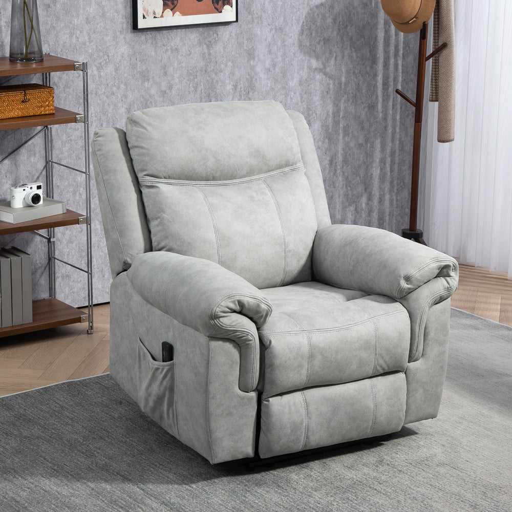 HOMCOM Manual Recliner Chair with Vibration Massage, Side Pockets, Microfiber Reclining Chair for Living Room, Gray |