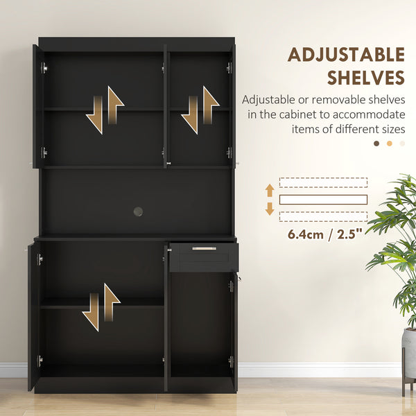 71" Sideboard with Adjustable Shelves, Gloss Black