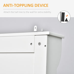 3-in-1 entryway coat rack with storage bench and 5 double hooks – Cream white