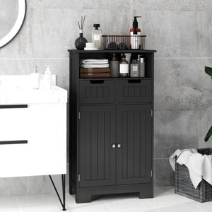 Kleankin Freestanding Bathroom Cabinet with Adjustable Shelf and Drawers, Small Bathroom Vanity, Living Room, Black 