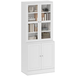 Bookcase with doors, shelf and 2 adjustable shelves, white