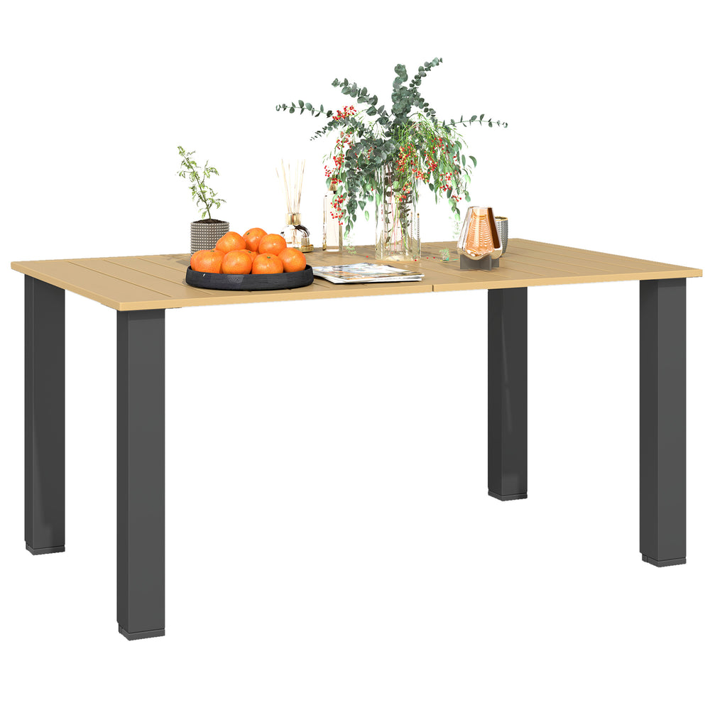 Outdoor patio table with parasol hole, brown
