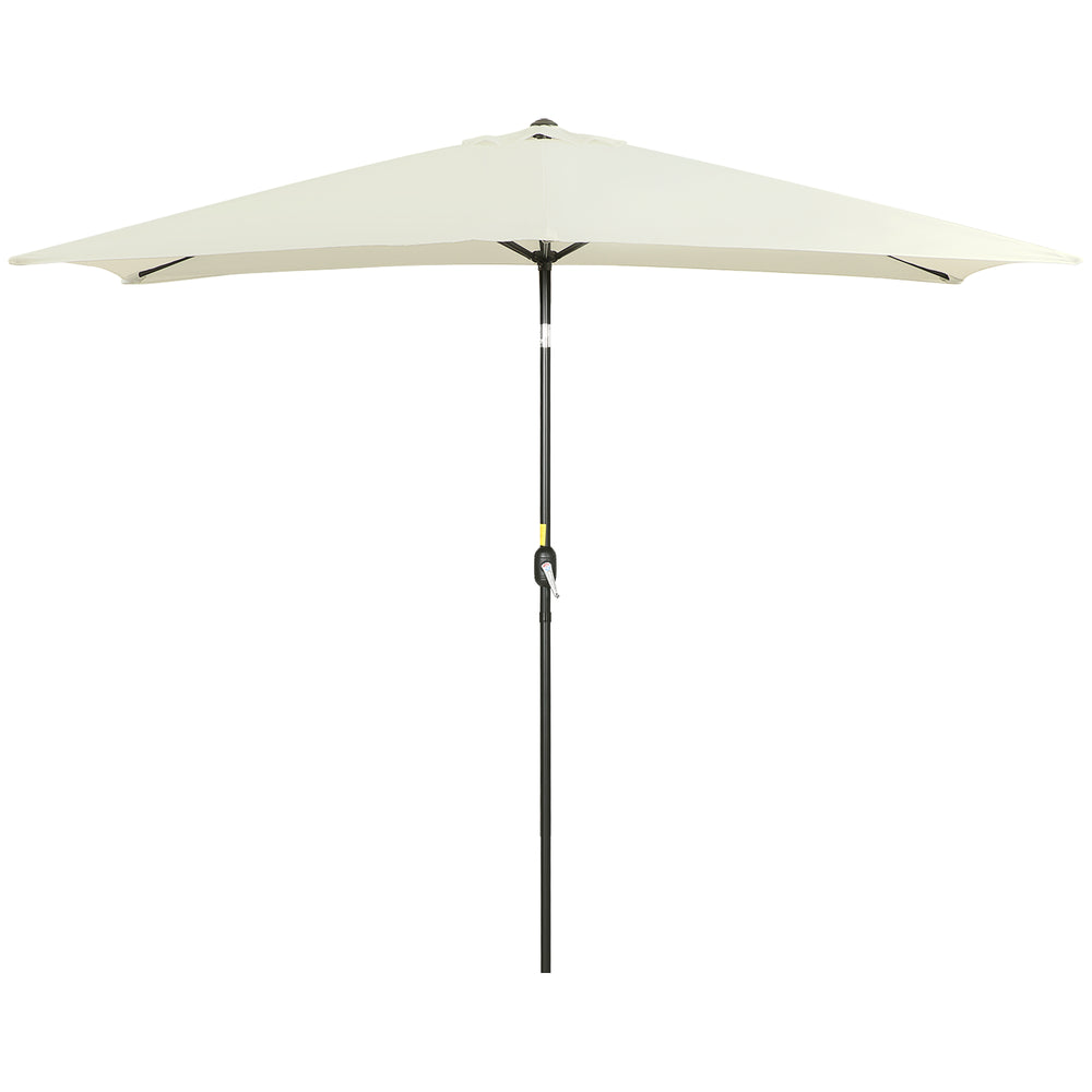 Rectangular tilting aluminium garden parasol 2 x 3 m, garden parasol, outdoor parasol with crank, cream white