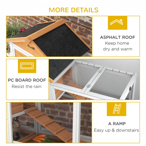 65" Wooden Hutch with Lift-Up Roof and Storage Box