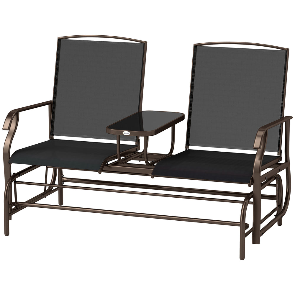 2 Person Outdoor Rocking Chair Garden Bench Black