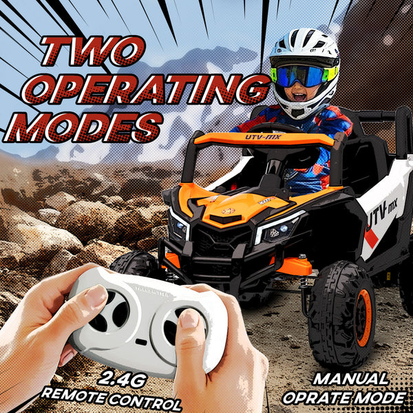 12V Electric Car with Remote Control, Battery Electric UTV with Spring Suspension, Orange