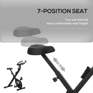 Foldable Exercise Bike with 8-Level Magnetic Resistance, LCD Display, Black
