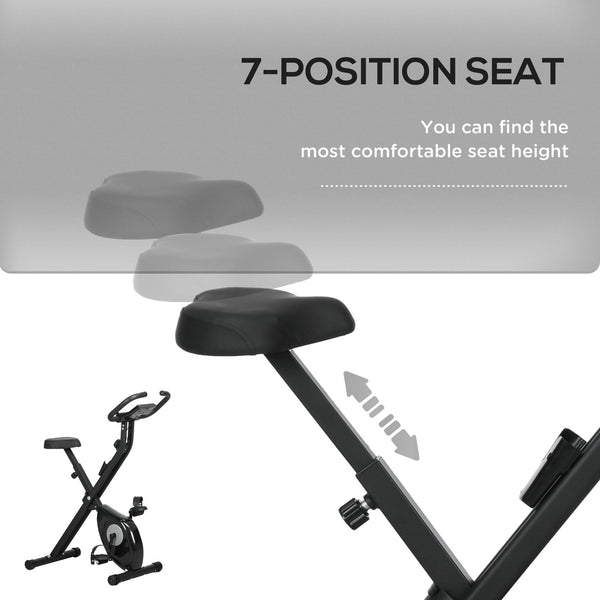 Foldable Exercise Bike with 8-Level Magnetic Resistance, LCD Display, Black