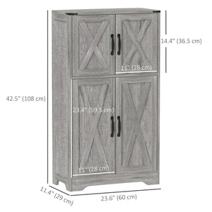 Farmhouse Kitchen Pantry with Adjustable Shelves, Gray