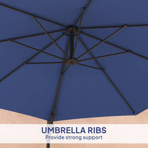 9.6 x 9.6 ft Wall Mounted Umbrella with Crank, Dark Blue
