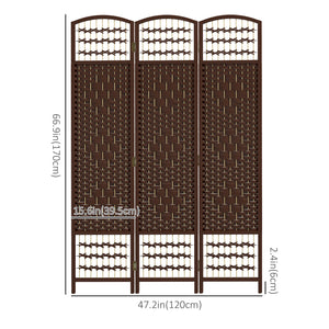 3-Panel Folding Room Divider in Corrugated Fiber, Brown