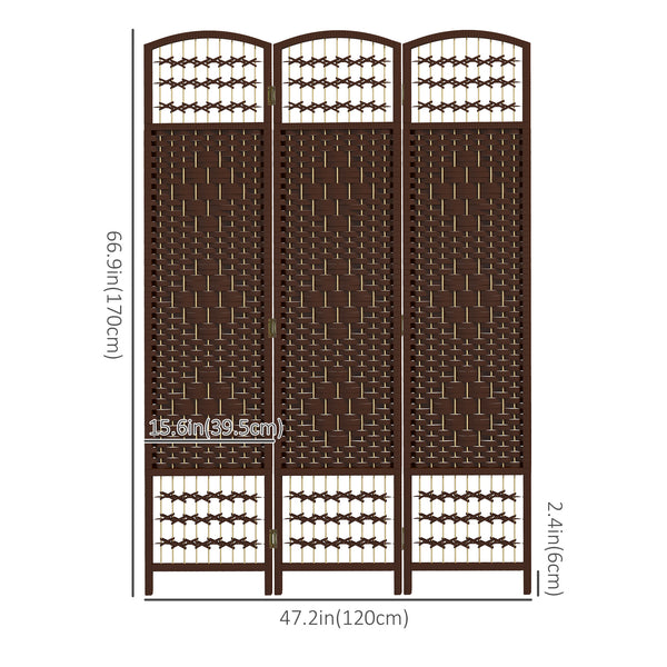 3-Panel Folding Room Divider in Corrugated Fiber, Brown