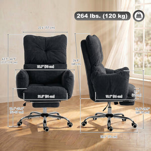 155° Reclining Office Chair with Footrest, Black