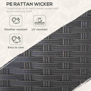 3 Seater Outdoor Sofa with Cushions, Synthetic Rattan Patio Sofa with Faux Wood Armrests, Cream White