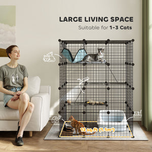 4-level cat cage for 1 to 3 cats with hammock