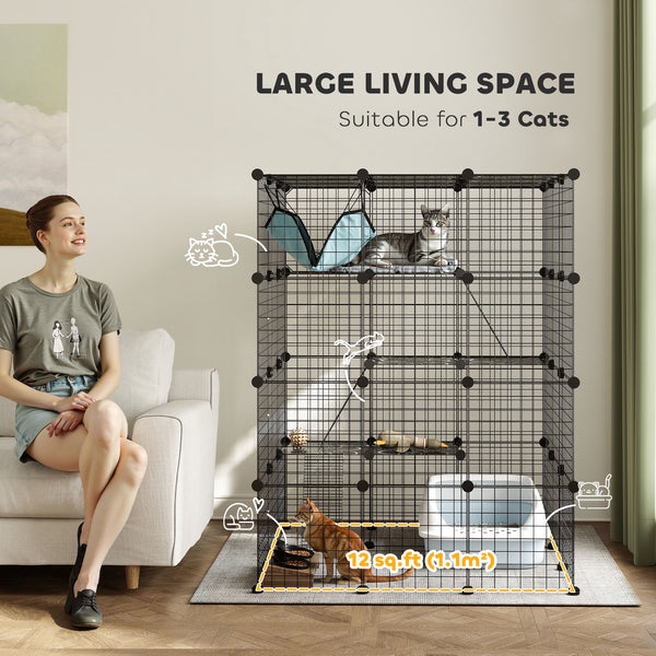 4-level cat cage for 1 to 3 cats with hammock