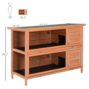 Large Wooden Pet Hutch with Locking Doors, Leak-Proof Tray and Waterproof Roof, Orange