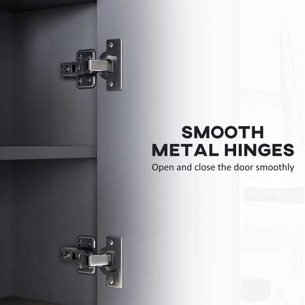 Wall-mounted medicine cabinet with mirror and shelves, gray